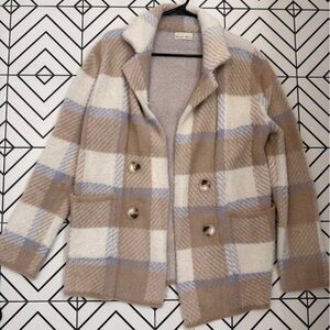 BE COOL Plaid Jacket in Beige and White